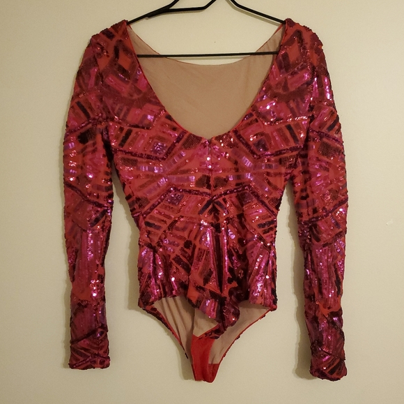 Dress The Population Leia Sequin Bodysuit Size Small - Picture 4 of 5